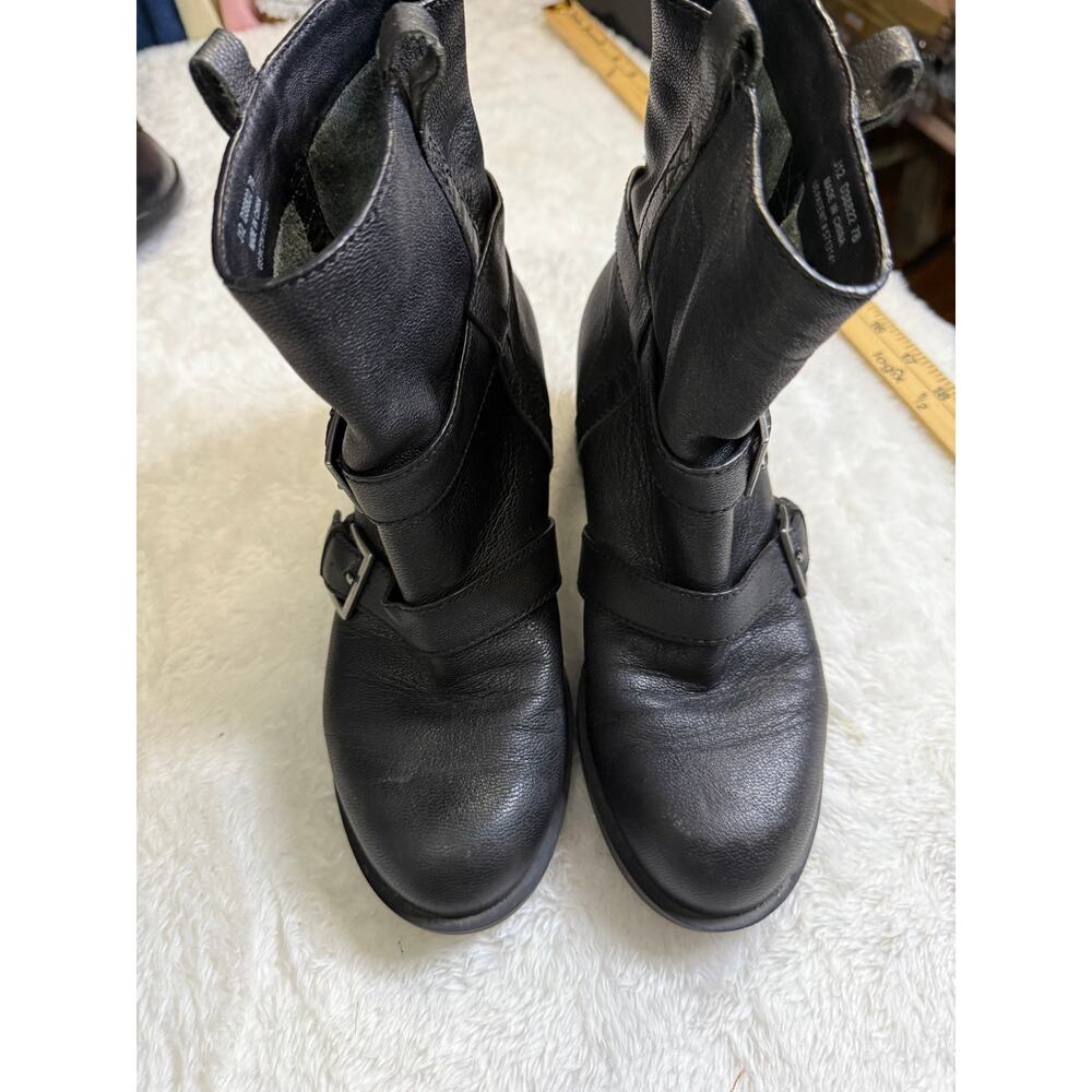 Cole Haan Boots Black Leather Pre-Owned Fabrizia D38822